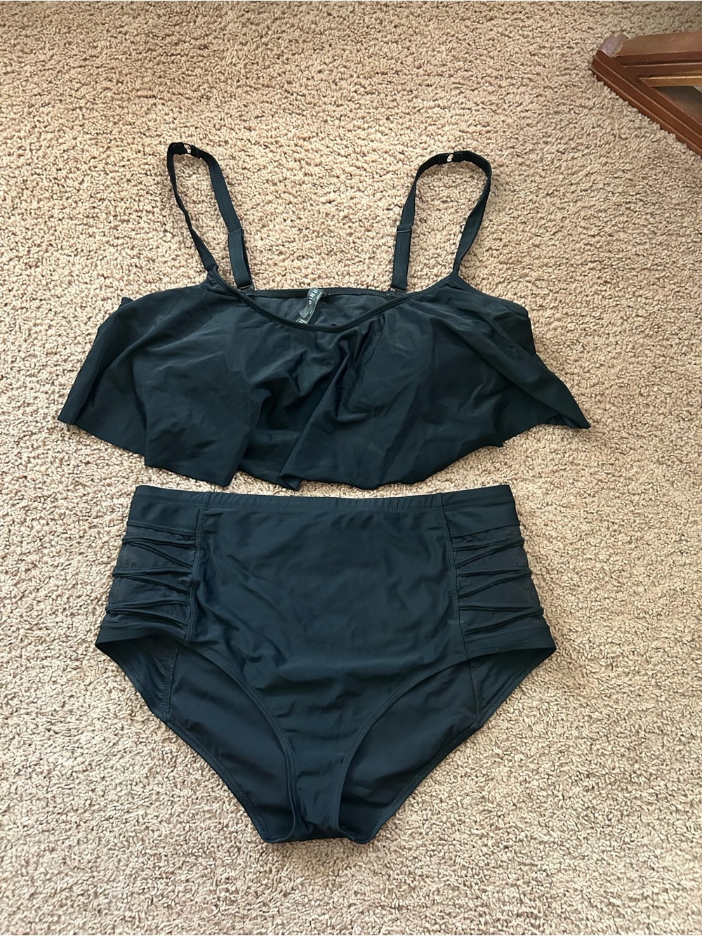 Torrid Size 2 Black Two-Piece Flounce Bikini Set
